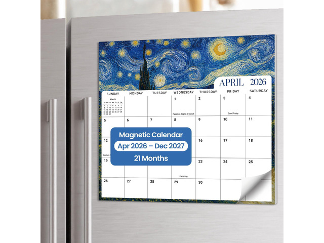 2026-2027 Magnetic Calendar for Refrigerator, Apr 2026-Dec 2027 21-Month Fridge Calendar 2026-2027 for Home Planning, Scheduling and Easy...