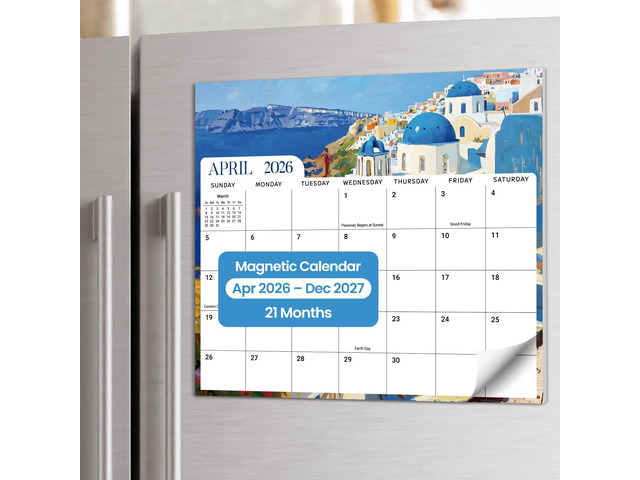 2026-2027 Magnetic Calendar for Refrigerator, Apr 2026-Dec 2027 21-Month Fridge Calendar 2026-2027 for Home Planning, Scheduling and Easy...