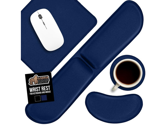 Memory Foam Wrist Rest for Computer Keyboard, 4 Piece Navy Blue