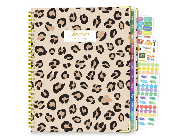 Teacher Planner 2026-2027 Academic Year, 14 Checklists 8.5'x11' Lesson Book July 2026-June 2027 Teacher Calendar with Sprial Hardcover, Gold...
