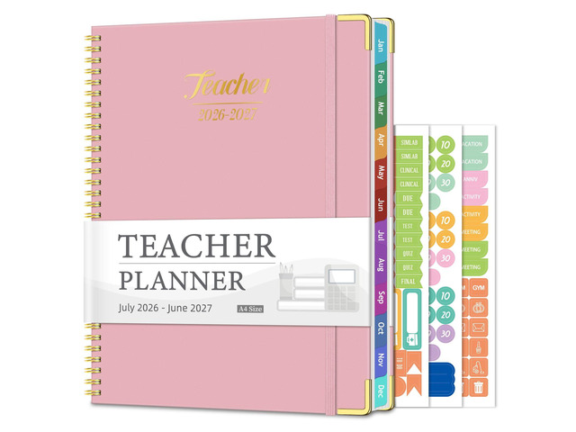 2026-2027 Teacher Planner, 14 Checklists 8.5'x11' Lesson Plan Book July 2026-June 2027 Academic Year with Gold Corners, Thick No-Bleed Paper &...