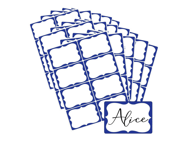 Plain Name Tags Sticker White with Blue Border 3' x 2' Sticky Name Stickers,Nametags 200 Pcs Adhesive Name Tag Labels, Stickers for...