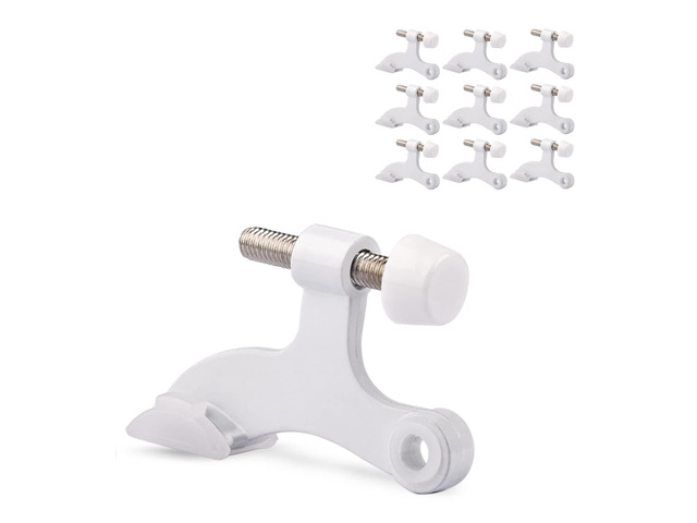 10 Pack Hinge Pin Door Stopper White - Adjustable Heavy Duty Hinge Pin Door Stop with White Rubber Bumper Tips