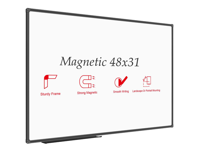 Magnetic Whiteboard, Dry Erase Board 48 x 31 Inch Black Aluminum Frame Wall Mounted Board for Office Home and School