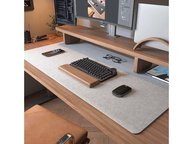 Large Felt Desk Mat,39.4''x19.69'' Full Keyboard and Mouse Pad Non-Slip Computer Desk Mat for Home and Office,100x50CM Felt Desk Pad Protector...