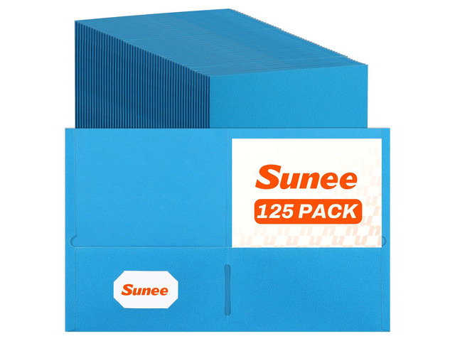 Folders with Pockets(125 Pack, Blue), 2 Pocket Folders Fit Letter Size Paper, Paper File Folder for School Office Home Business