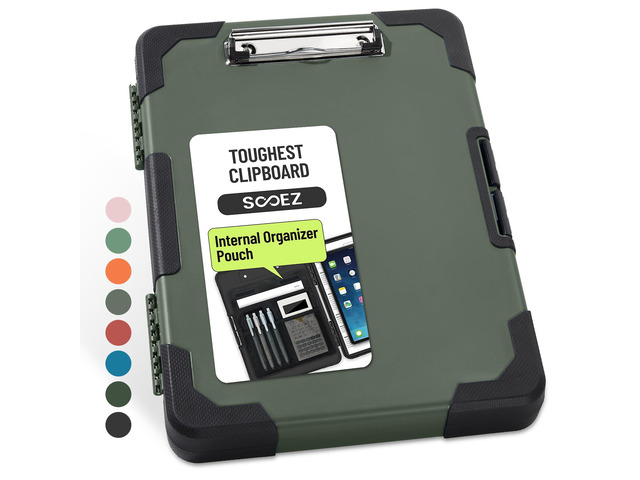 Toughest Clipboard with Storage, Internal Pen Pouch Included, Letter/ A4 Size, Shockproof Heavy Duty Plastic Clip Boards 8.5x11, High Capacity...
