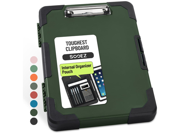 Toughest Clipboard with Storage, Internal Pen Pouch Included, Letter/ A4 Size, Shockproof Heavy Duty Plastic Clip Boards 8.5x11, High Capacity...