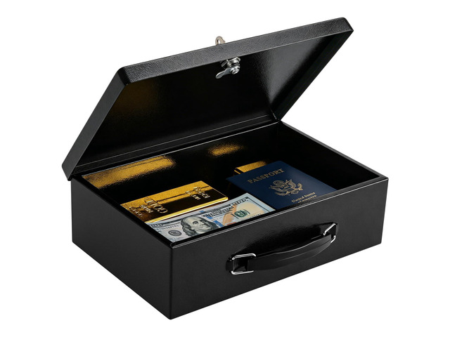 Fireproof Document Box with Key Lock, Small Lock Boxes for Personal Items, Fire and Water Resistance, Fireproof Safe Box for Documents, Jewelry,...