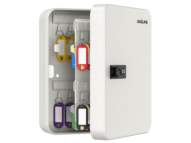 48 Position Key Cabinet with Combination Lock Resettable White Digital Security Storage Box Steel Key Organizer with Colorful Key Tag Labels...