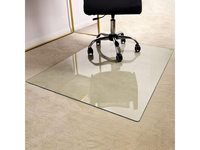 36' x 46' Office Chair Mat for Carpet, Tempered Glass Floor Mat Heavy-Duty Hardwood Floor Protector for Carpet & Hard Floors Scratch-Resistant...