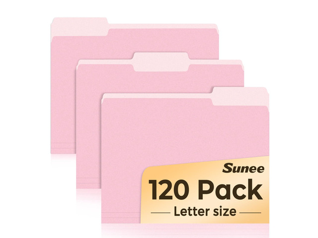 File Folders, 120 Pack Manilla Folders 8.5 x 11, Colored File Folders Home Office School Supplies for Documents Files Paper, Pink