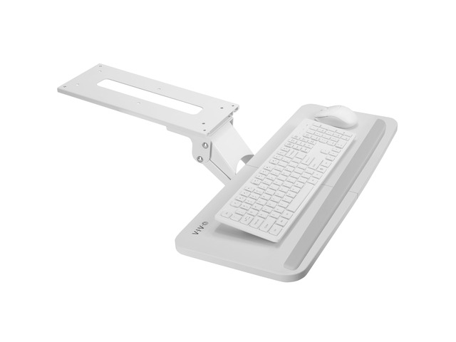 White Under Desk 25 x 10 in Keyboard Tray, MOUNT-KB03W Adjustable Computer Keyboard and Mouse Platform, Ergonomic Under Table Desk Mount Drawer,...