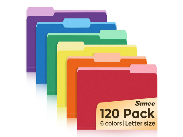 File Folders, 120 Pack Manilla Folders 8.5 x 11, Colored File Folders Home Office School Supplies for Documents Files Paper, 6 Assorted Colors