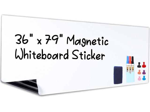 Magnetic White Board, 36' x 79' Peel and Stick Paper, No Ghosting Transform Any Wall into Dry Erase Surface, Self-Adhesive, Attach Magnets to Hold...