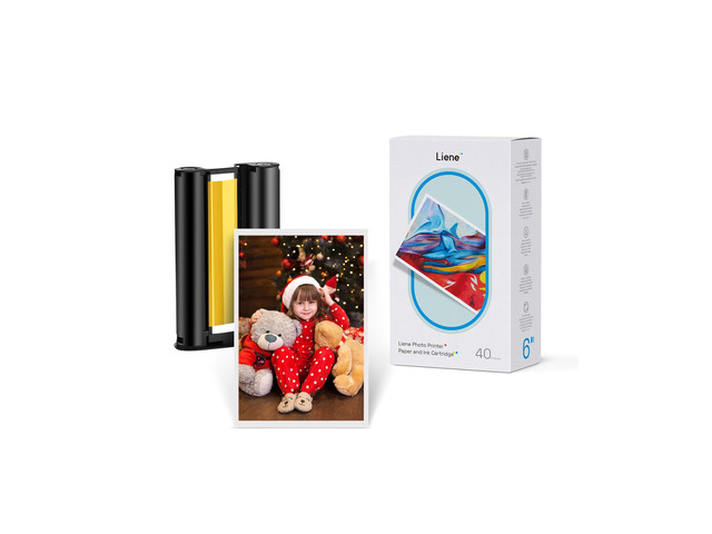 Amber M100/M200/M110/M210 4x6'' Photo Printer Paper & Cartridge, 1 Cartridge Refill & 40 Photo Papers- 40 Pack Only for DHP512/DHP513/DHP514/DHP515