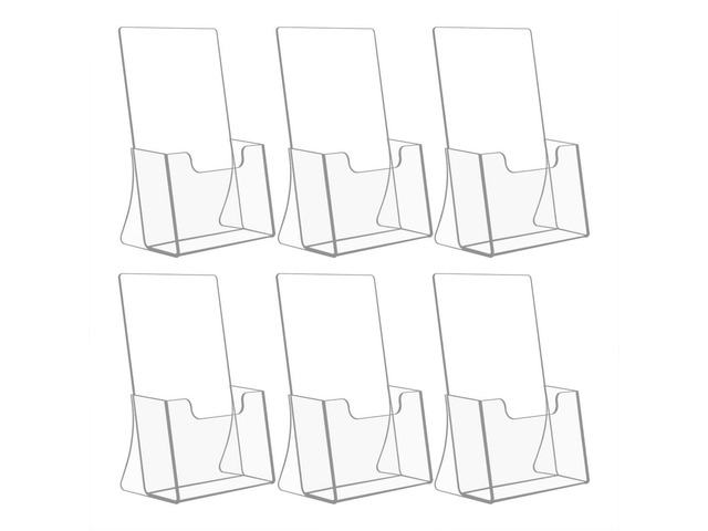 6 Pack 8.5'' x 5.5'' Acrylic Bi-fold Brochure Holder,Clear Plastic Counter top Flyer Organizers