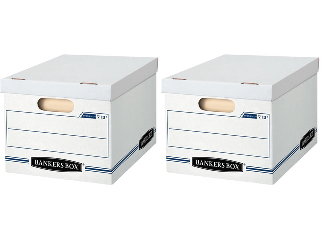 12 Pack STOR/FILE Basic Duty File Storage Boxes, Standard Assembly, Lift-off Lid, Letter/Legal, White/Blue