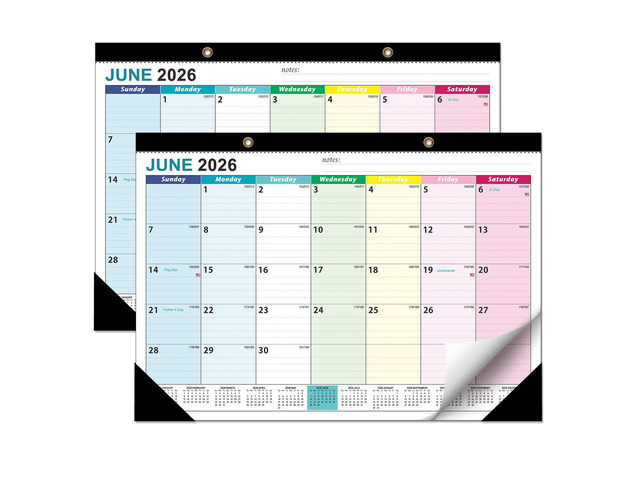 Desk Calendar 2026-2027, 19 Month Jun 2026 - Dec 2027, 17x12in Desktop Calendar with Thick Paper, Large Blocks for Home & Office (2 Pack)