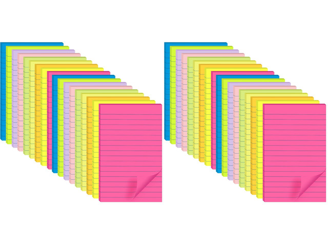 (36 Pack) Lined Sticky Notes 4x6 in Post, Self-Stick Pads Bright Colors Sticky Note, Recyclable, Easy to Post for Home, Office, School