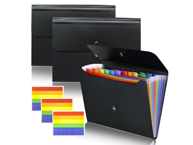3Pcs 13 Pockets Accordian File Organizer Expanding File Folder File Holder Organizer, A4 Letter Size Paper Document Receipt Organizer Accordion...