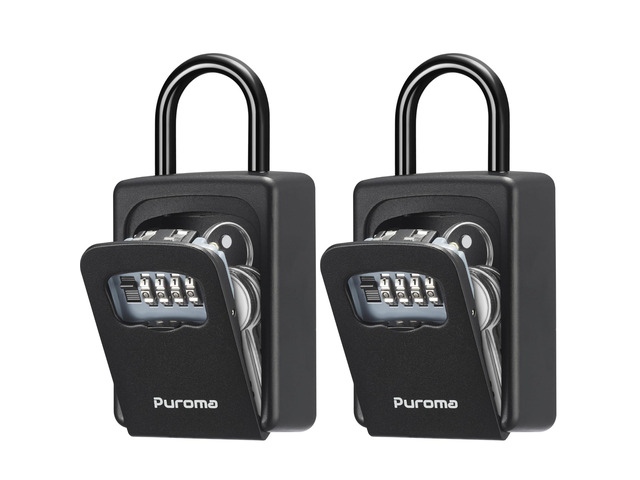 Key Lock Box Large with Code Lockbox Outdoor Wall Mount 2 Black Resettable Combination, For Guest Realtor & House Outside, High-capacity, Hold 5...