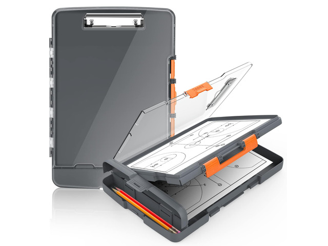 Original Clipboard with Dual Storage, Heavy Duty Clip Boards 8.5x11 Dual Compartment, Clearview, Dry Erase, High Capacity, Real Hinge, High...
