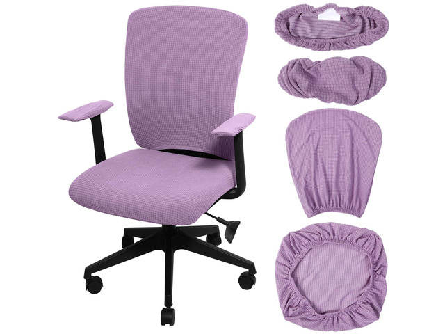 4 Pcs Office Chair Covers Stretchable Armrest Seat,XL,Lilac Purple Universal Fit Office Desk Chairs, Protective Seat Backrest Slipcovers,...