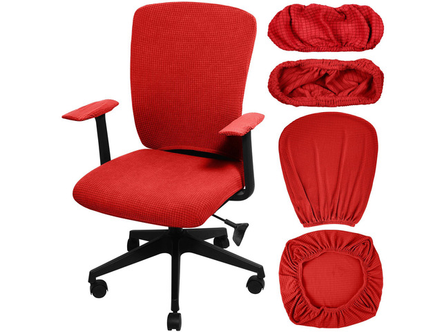 4 Pcs Office Chair Covers Stretchable Armrest Seat,XL,Red Universal Fit Office Desk Chairs, Protective Seat Backrest Slipcovers, Stretchable...