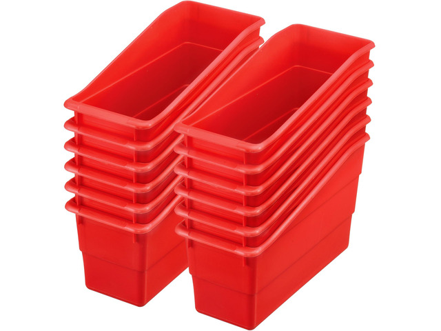 Durable Book & Binder Holders, 12-Pack, Red 5.5' x 12.5' x 7.5', Classroom Organization, Storage Solution, Sturdy & Versatile