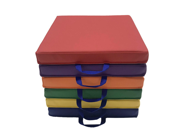 SoftScape 15 inch Square Classroom Floor Cushions with Handles; Flexible Seating for Daycare, Preschool, Playroom; 2 inch Thick Deluxe Foam...