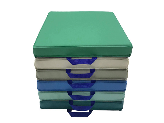 SoftScape 15 inch Square Classroom Floor Cushions with Handles; Flexible Seating for Daycare, Preschool, Playroom; 2 inch Thick Deluxe Foam...