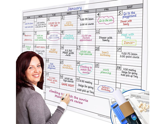 Large Dry Erase Calendar for Wall, 38x50 Extra Large Huge Erasable One Month Laminated Blank Whiteboard,Oversized Giant 30-Day White Board Poster...