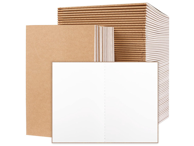 80pcs Kraft Notebooks for Kids, Blank Journals Bulk, Sketch Books, 60 Pages Composition Notebook, 80gsm, 8.3x5.5 Inches, Travel Journal Set, for...