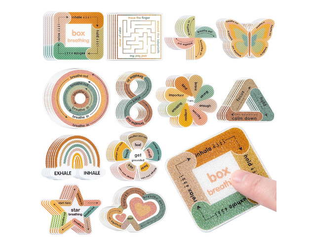 72 Pcs Sensory Stickers for Anxiety Relief, Mood Calming Strips For Teen & Adults, Ideal for Classroom Desk & Office Use, 2 Textures, Relieve...