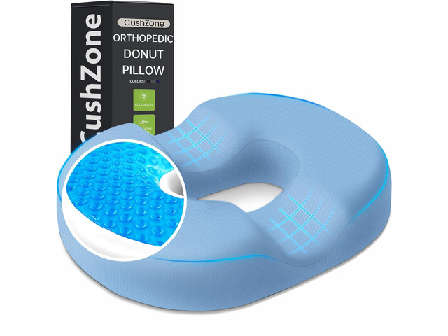 Donut Pillow Seat Cushion, Cooling Gel Memory Foam Chair Cushion,Light Blue Office, Home & Car Seat Cushion, Butt Pillow for Tailbone Pain Relief,...