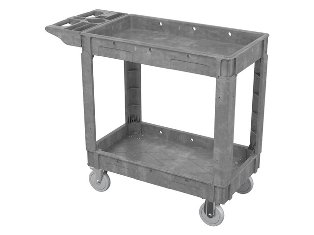 2 Tier Plastic Rolling Cart Utility Cart on Wheels, Heavy Duty Tool Carts with Ergonomic Storage Handle and Deep Shelfs, Work Carts Service Cart...