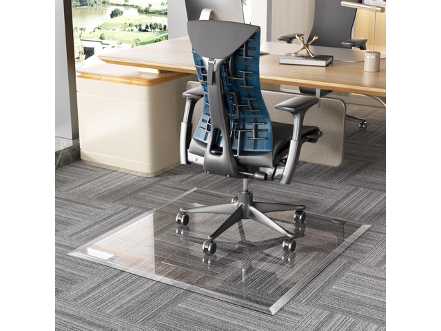 [Tempered Glass] 36 x 36 Beveled Edge Glass Chair Mat with Polished Edge Clear Glass Office Chair Mat, Glides Smoothly, Suitable for Carpet or...