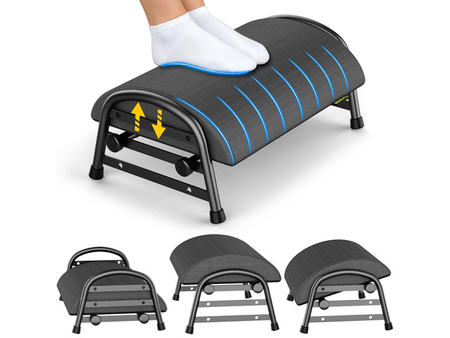 Adjustable Foot Rest for Under Desk at Work, 6 Positions - Gray Ergonomic Under Desk Footrest, Foot Stools for Under Office Desk Chair, Leg Rest...