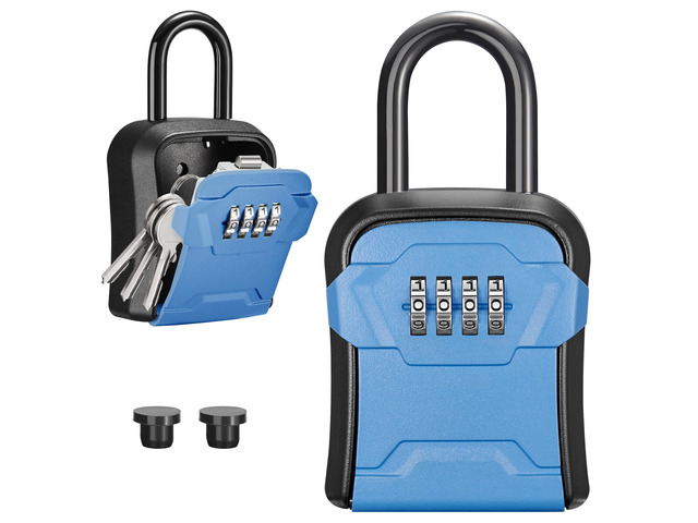 Key Lock Box for House Keys Combination Lockbox with Code, 1 Blue For Contractors Guest Realtor Security Storage, Apartment Doorknob, Resettable,...