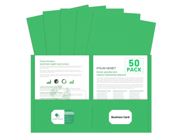 Two Pocket Folders, Paper Folders with Pockets, 50 Pack, Green 2 Pocket Folders Fit Letter Size Paper, Paper File Folder for School Office Home...