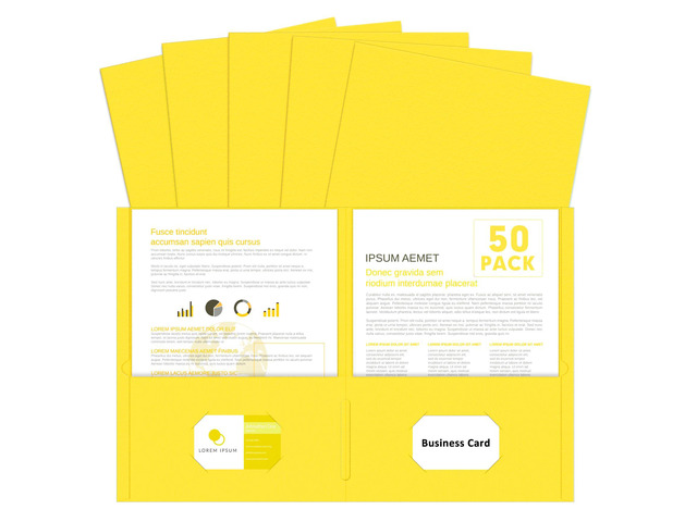 Two Pocket Folders, Paper Folders with Pockets, 50 Pack, Yellow 2 Pocket Folders Fit Letter Size Paper, Paper File Folder for School Office Home...