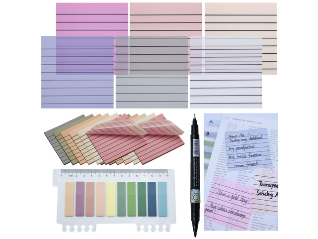 800Pcs Transparent Sticky Note, 3'x3' Clear Sticky Note with Line Waterproof Translucent Sticky Note for Books Annotation, Back to School Sticky...