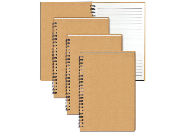 4Pack Spiral Notebook, 5.7x8.3 Small Notebooks for Work 120 Page Note Pads Multipack Blank Kraft A5 College Ruled Notebook Journal Spiral Bound for...