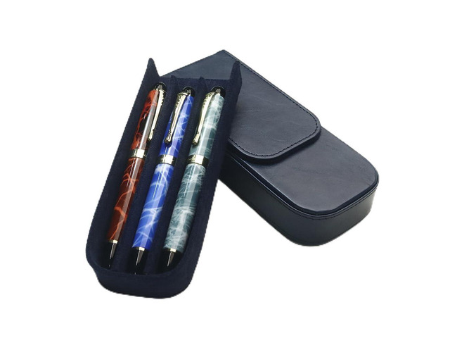 3 Slot Fountain Pen Case, Handmade Magnetic,Christmas Gift (blue) Large Capacity Pen Storage for Fountain Pen Collection Fountain Pen Holder for...