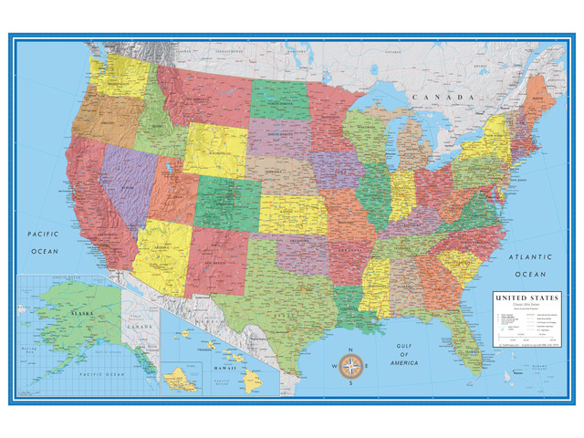 24x36 United States, USA Classic Elite Wall Map Mural Poster (Paper Rolled)