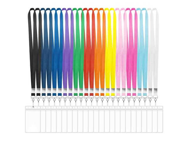 24 Pack Cruise Lanyard for Ship Cards with Waterproof ID Badge Holder 12 Colors Soft neck straps, clear PVC holders with zipper seal, fits cruise...