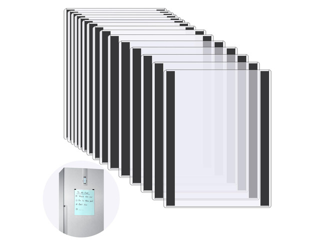15 Pcs 8 1/2'' x 11'' Rigid Magnetic Sign Holder Magnetic Frames Clear Plastic Paper Holder with Magnet Borders Magnetic Document Holder (15Pcs)