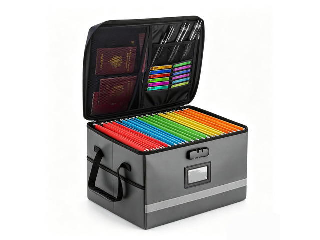 Fireproof File Organizer with Lock, 1 Layer File Box with Combination Lock, Important Document Organizer Box with Lids, Portable File Folder...