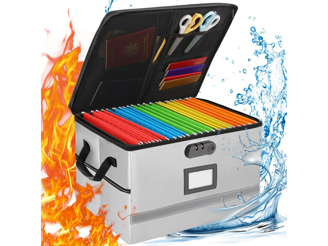 Fireproof File Organizer with Lock, 1 Layer File Box with Combination Lock, Important Document Organizer Box with Lids, Portable File Folder...